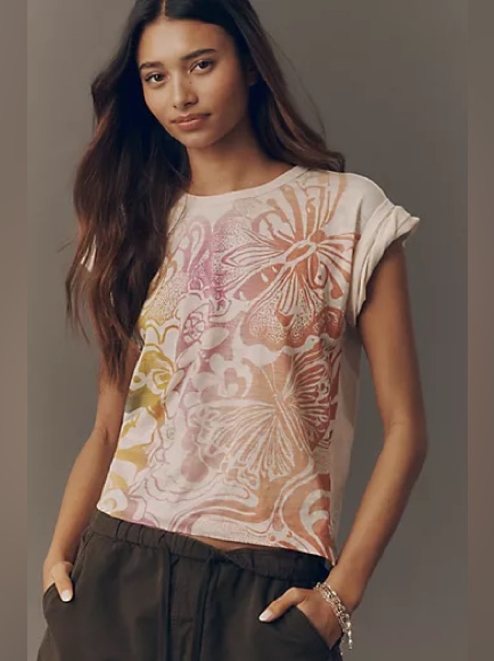 NWT Pilcro Cotton Notched Hem
Tee - Picture 1 of 4